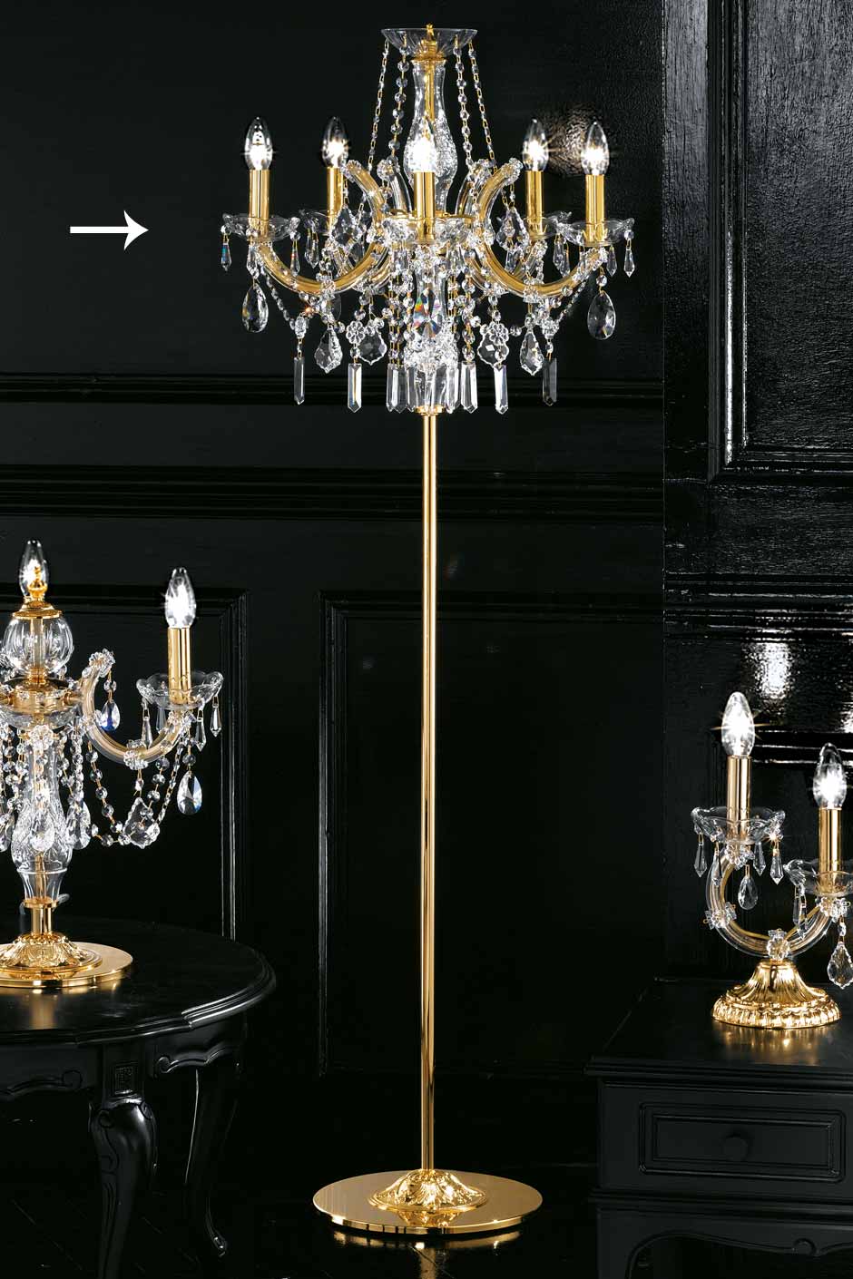 Gold Crystal Chandelier Floor Lamp Designs Crystal And Gold Plated Metal Candelabra Standard Lamp Masiero