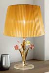 Grande lampe cuir or et cuivre abat-jour jaune doré pampilles cristal. Masiero. Grande lampe cuir or et cuivre abat-jour jaune doré pampilles cristal. Masiero.