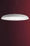 Grande suspension ronde et plate avec diffuseur décoré Deco S1 90cm blanche. Masiero. Grande suspension ronde et plate avec diffuseur décoré Deco S1 90cm blanche. Masiero.