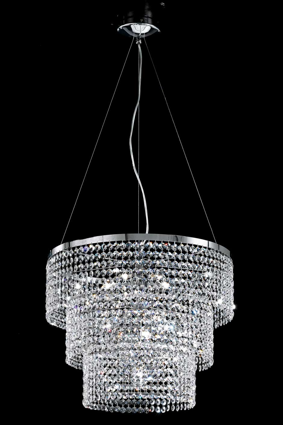 Large triplecylinder crystal chandelier Masiero Murano and crystal