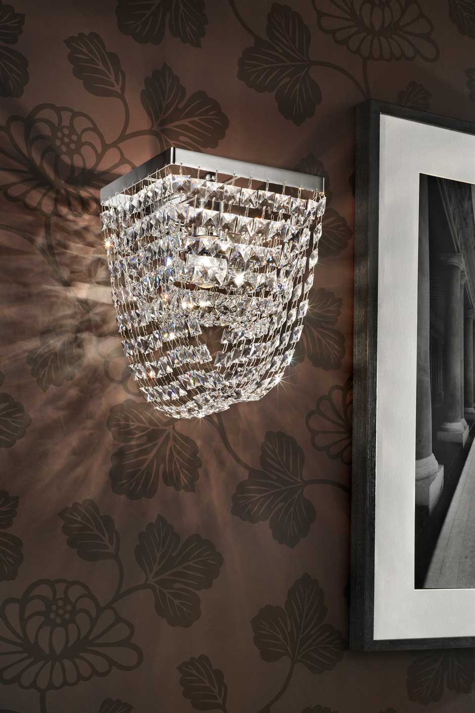Small double-draped square crystal wall light Masiero Murano and crystal chandeliers, lamps ...