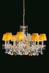 Lustre cristal italien orange et doré en cristal 8 lumières. Masiero. Lustre cristal italien orange et doré en cristal 8 lumières. Masiero.