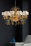 Lustre cristal orange et métal doré antique 10 lumières. Masiero. Lustre cristal orange et métal doré antique 10 lumières. Masiero.