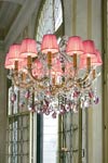 Lustre cristal rose métal doré. Masiero. Lustre cristal rose métal doré. Masiero.