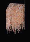 Lustre en cristal rose et orange section carrée. Masiero. Lustre en cristal rose et orange section carrée. Masiero.