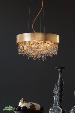 Large Ola pendant in gold-plated metal with gold leaf. Masiero. 