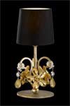 Petite lampe dorée et cristal fleurs feuille d'or deux lumières. Masiero. Petite lampe dorée et cristal fleurs feuille d'or deux lumières. Masiero.
