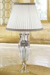 Table lamp in engraved clear crystal with white and grey fabric. Masiero. Table lamp in engraved clear crystal with white and grey fabric. Masiero.