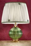 Green Murano glass table lamp with green silk taffeta shade . Masiero. Green Murano glass table lamp with green silk taffeta shade . Masiero.