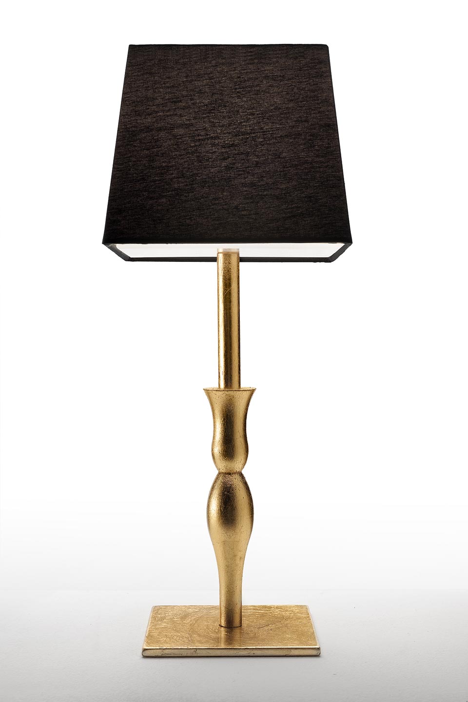 Table Lamp With Gold Leaf Decorated Foot And Black Square Shade Slim Table Lamp With Gold Leaf Decorated Foot And Black Square Shade Slim Masiero