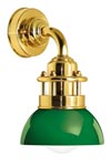 Applique bateau en laiton poli verni et verre vert. Moretti Luce. Applique bateau en laiton poli verni et verre vert. Moretti Luce.