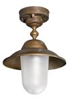 Plafonnier d'extérieur en laiton vieilli forme cloche. Moretti Luce. Plafonnier d'extérieur en laiton vieilli forme cloche. Moretti Luce.