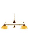 Suspension billard jaune en bois verni et laiton poli. Moretti Luce. Suspension billard jaune en bois verni et laiton poli. Moretti Luce.