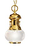 Suspension en laiton poli verni et verre à l'ancienne. Moretti Luce. Suspension en laiton poli verni et verre à l'ancienne. Moretti Luce.
