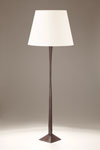 Black patinated bronze floor lamp and wide white shade Maya. Objet insolite. Black patinated bronze floor lamp and wide white shade Maya. Objet insolite.