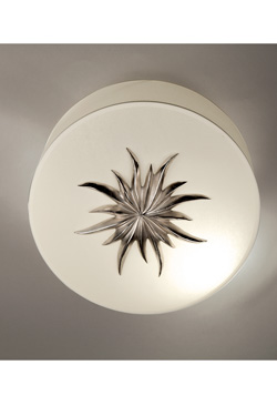 Round ceiling lamp and patinated black bronze rosette. Objet insolite. 