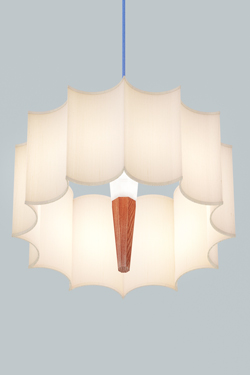 Pendant lamp in fabric and chestnut wood Rain. Robin. 