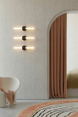 Contemporary black tube wall light with integrated LED Roos. Robin. 