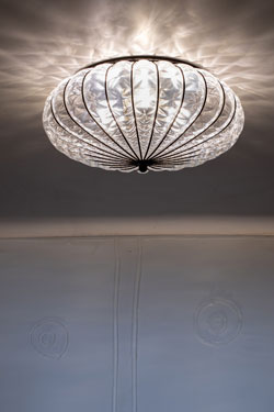 Academia Venetian ceiling light in blown glass and nickel 48cm. Siru. 