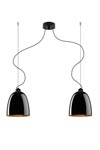 Suspension double Awa en verre opale noir brillant intérieur doré. Sottoluce. Suspension double Awa en verre opale noir brillant intérieur doré. Sottoluce.