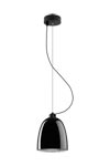 Suspension simple Awa en verre opale noir brillant intérieur argenté. Sottoluce. Suspension simple Awa en verre opale noir brillant intérieur argenté. Sottoluce.