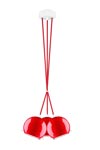 Suspension triple Myoo en verre opale rouge intérieur blanc. Sottoluce. Suspension triple Myoo en verre opale rouge intérieur blanc. Sottoluce.