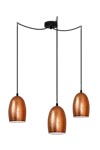 Suspension triple Ume en verre opale cuivré intérieur blanc. Sottoluce. Suspension triple Ume en verre opale cuivré intérieur blanc. Sottoluce.