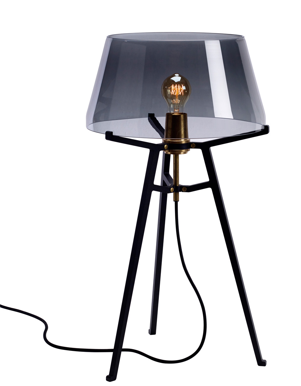 Ella Table Lamp With Lightly Smoked Glass Shade On Black Tripod Ella Table Lamp With Lightly Smoked Glass Shade On Black Tripod Tonone