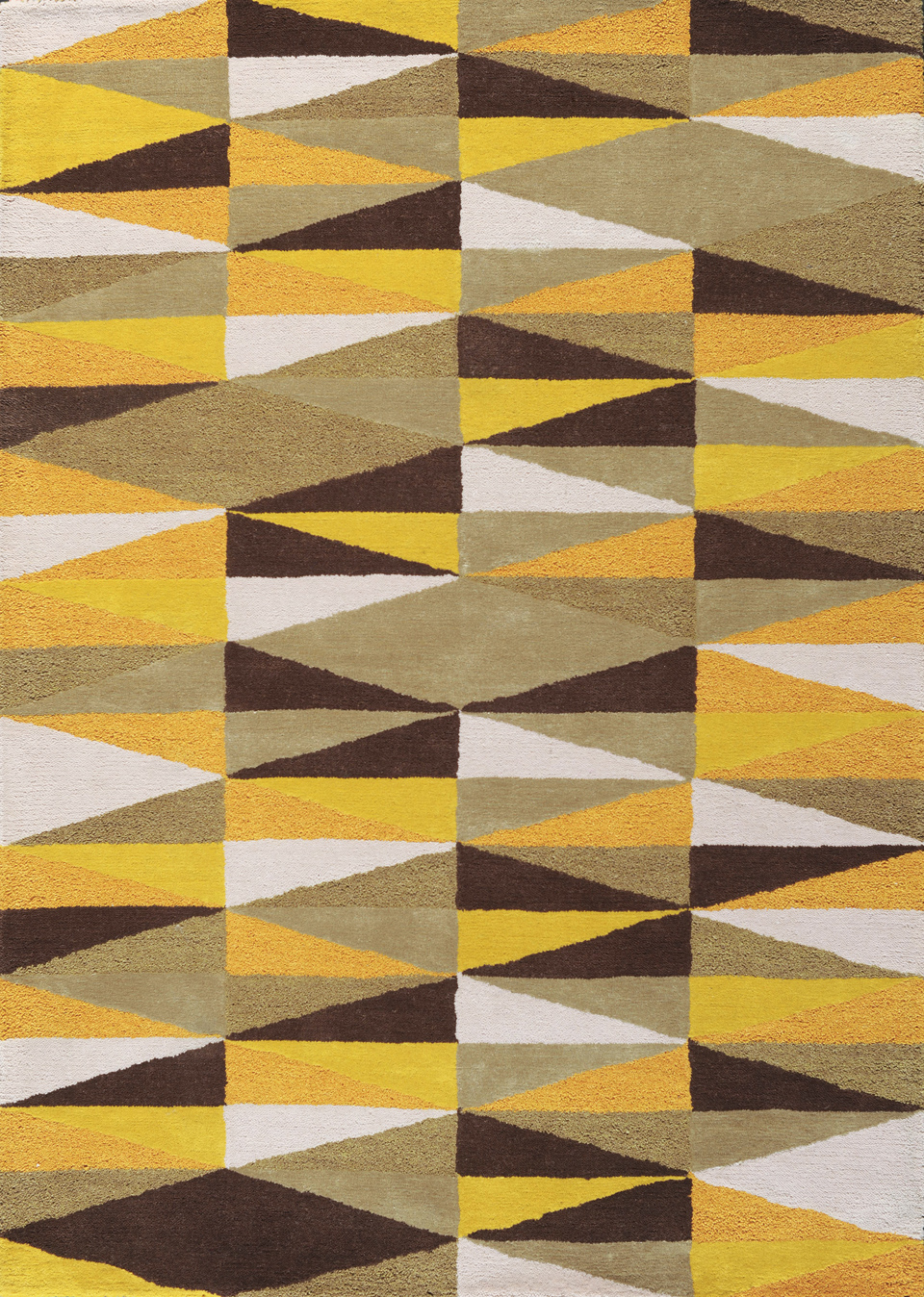 Jaune, marron, beige et blanc tufté main 100% laine toulemonde ...