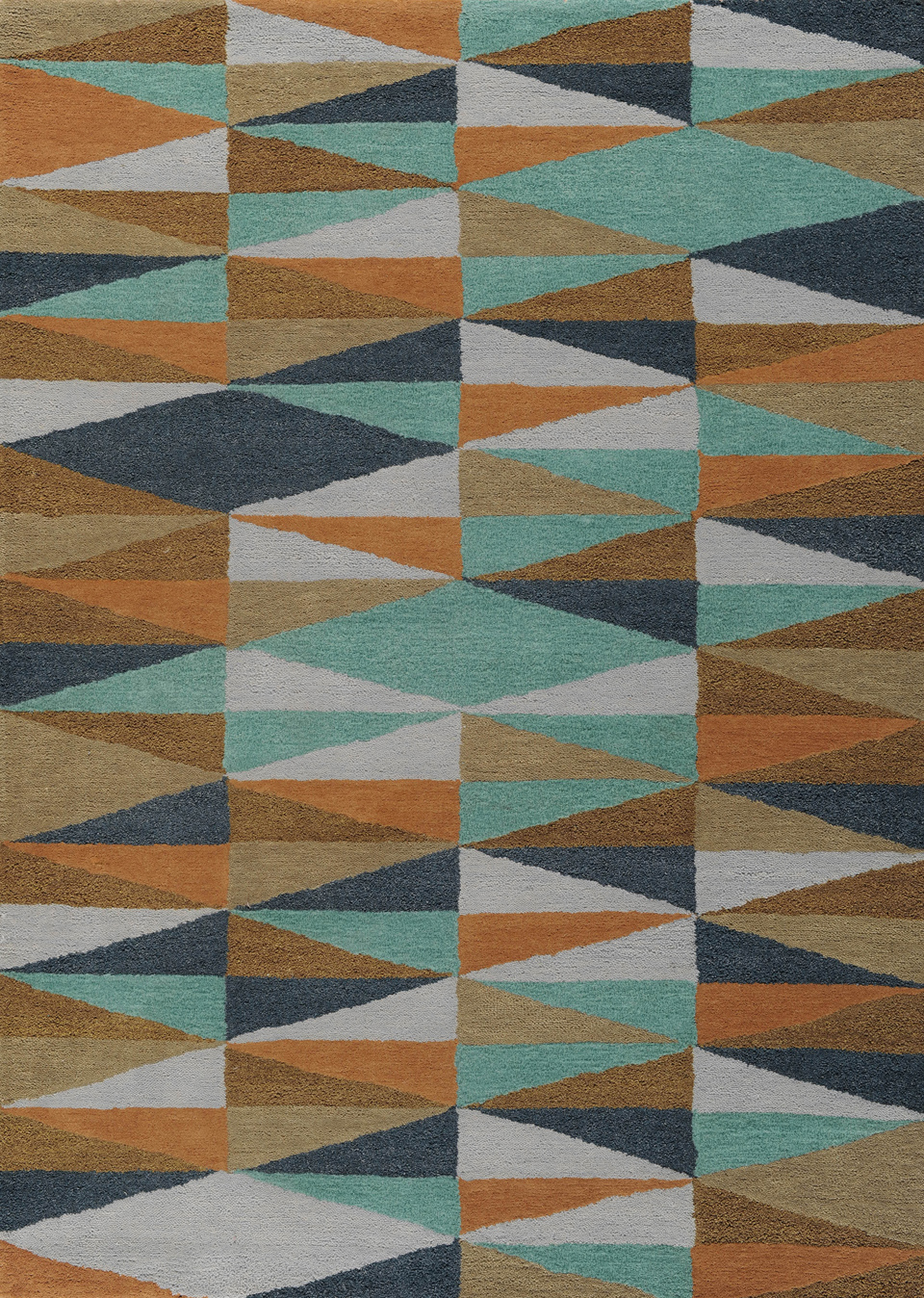 Bleu, marron, beige et gris tufté main 100% laine toulemonde ...