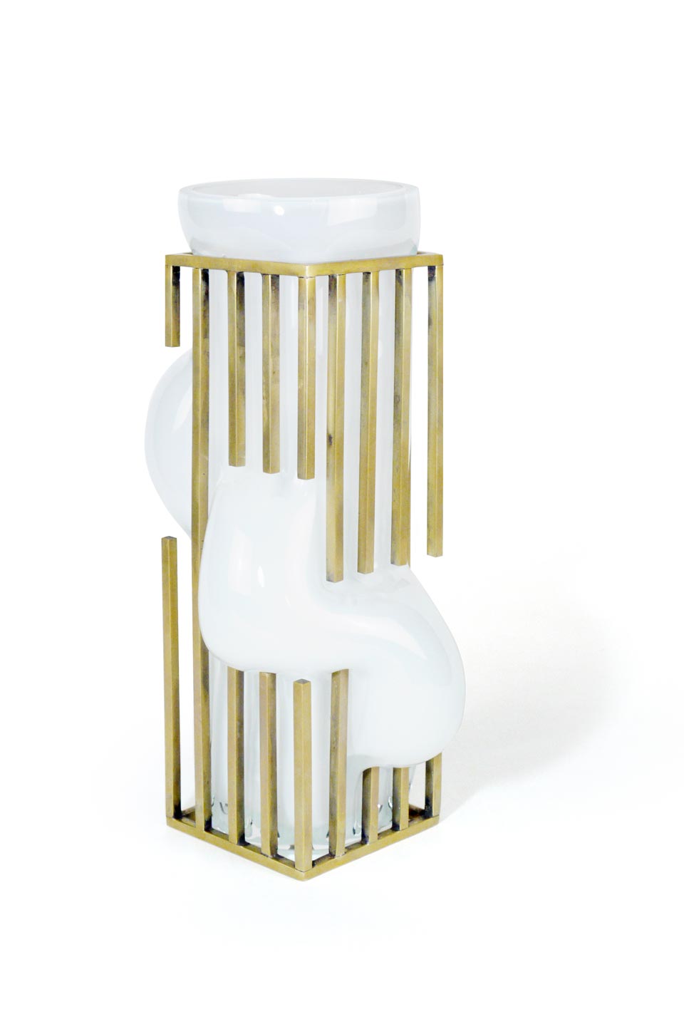 Freedom hight vase in white opal blown glass Vanessa Mitrani