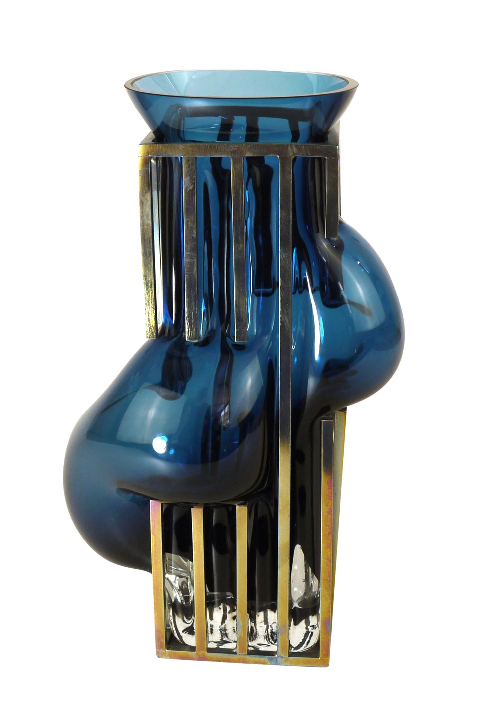 Vase haut Freedom en verre soufflé bleu canard Vanessa Mitrani Luminaires et vases en verre Vase haut Freedom en verre soufflé bleu canard Vanessa Mitrani Luminaires et vases en verre