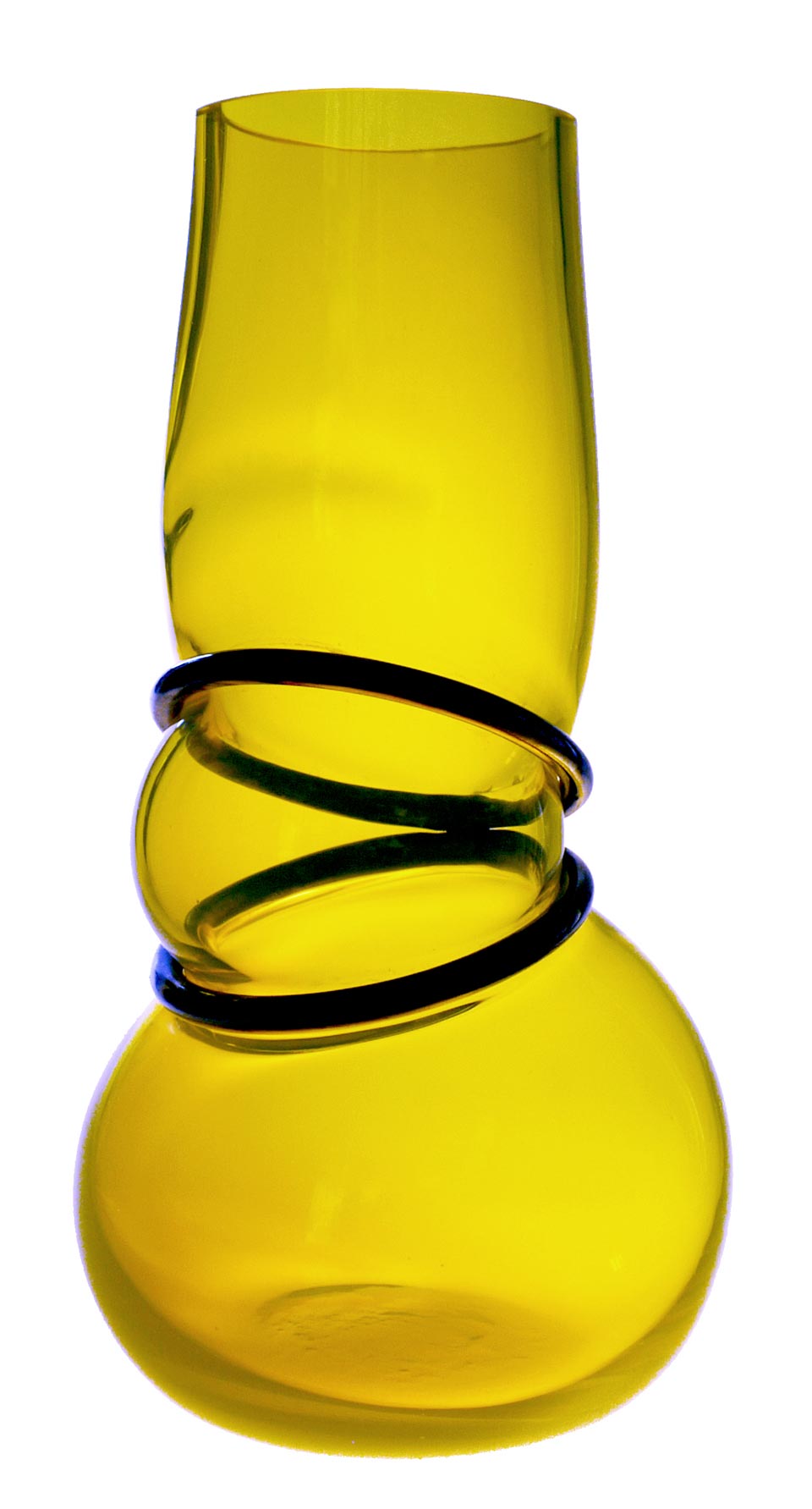 Vase jaune soleil en verre soufflé Colors Double Ring Vanessa Mitrani