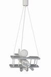 Avion gris et blanc suspension en bois laqué. Waldi Leuchten. Avion gris et blanc suspension en bois laqué. Waldi Leuchten.