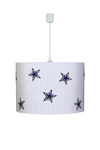Denim suspension motif étoiles bleues sur fond rayé . Waldi Leuchten. Denim suspension motif étoiles bleues sur fond rayé . Waldi Leuchten.