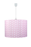 Suspension abat-jour motif étoiles blanches sur fond rose. Waldi Leuchten. Suspension abat-jour motif étoiles blanches sur fond rose. Waldi Leuchten.