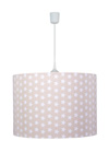 Suspension ronde motif étoiles blanches sur fond beige. Waldi Leuchten. Suspension ronde motif étoiles blanches sur fond beige. Waldi Leuchten.