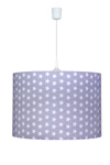 Suspension ronde motif étoiles blanches sur fond gris. Waldi Leuchten. Suspension ronde motif étoiles blanches sur fond gris. Waldi Leuchten.