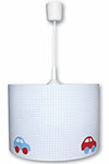 Vichy bleu clair et voitures suspension . Waldi Leuchten. Vichy bleu clair et voitures suspension . Waldi Leuchten.