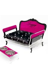 Canapé pour chien ou chat Baroque avec coussin et porte-écuelle. Acrila. Canapé pour chien ou chat Baroque avec coussin et porte-écuelle. Acrila.