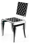 Chaise acrylique verre Diam motif noir. Acrila. 