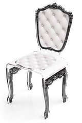 Chaise baroque altuglass Capiton motif blanc. Acrila. Chaise baroque altuglass Capiton motif blanc. Acrila.