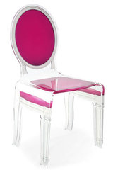 Chaise baroque médaillon plexiglas Sixteen rose fuchsia. Acrila. Chaise baroque médaillon plexiglas Sixteen rose fuchsia. Acrila.