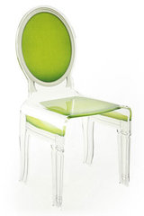 Chaise baroque plexiglas Sixteen motif vert anis. Acrila. Chaise baroque plexiglas Sixteen motif vert anis. Acrila.