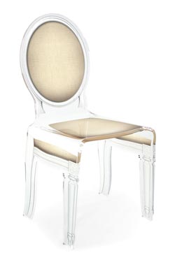 Chaise beige et transparente Sixteen . Acrila. 