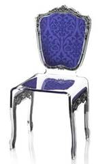 Chaise en altuglas baroque Capiton motif violet. Acrila. Chaise en altuglas baroque Capiton motif violet. Acrila.