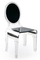 Chaise en plexiglas design baroque Sixteen motif noir. Acrila. Chaise en plexiglas design baroque Sixteen motif noir. Acrila.