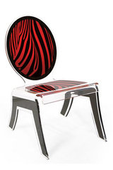 Chaise médaillon forme relax zébre rouge. Acrila. Chaise médaillon forme relax zébre rouge. Acrila.