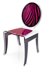 Chaise médaillon Wild Zèbre rose . Acrila. Chaise médaillon Wild Zèbre rose . Acrila.