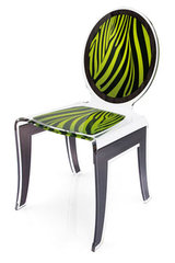 Chaise médaillon Wild Zèbre vert . Acrila. Chaise médaillon Wild Zèbre vert . Acrila.